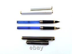 Ensemble de deux stylos-plumes vintage ELYSEE avec étui d'origine en chrome blanc et noir.