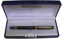 Le Waterman Homme 100 Noir Stylo-plume En Or 18 Carats Fine Pt Idéal Globe Neuf Dans La Boîte