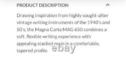 MAGNA CARTA M650 Minuit Flamboiement, Stylo Plume MAG 650 Nib Flex 14k Or Fin