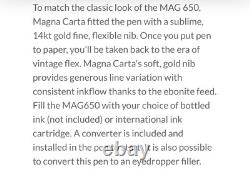 MAGNA CARTA M650 Minuit Flamboiement, Stylo Plume MAG 650 Nib Flex 14k Or Fin