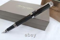 MONTEGRAPPA 1912 NEROUNO PLUME ENCRE RÉSINE NOIRE MATTE 3D RAINURÉE NIB 18ct EN BOÎTE