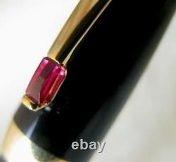 Magnifique Montblanc Boheme Noir & Or Rétractable 18 Carats Nib Fp Red Stone