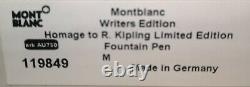 Montblanc Writer Edition Kipling Edition Limitée Stylo De Fontaine Ef/ F/m Nib Nouveau