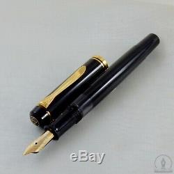 Nos Pelikan M250 Old Style Noir Gt Fountain Pen 14c Fine Nib W-allemagne C1985
