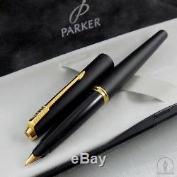 Nos Rarissime Parker 45 Tx Matte Black Gt Fountain Pen F Nib Uk Q1 1994