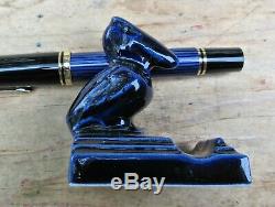 Nouveau Special Pelikan M600 Bleu-noir Stylo-plume Fine Plume 14k Avec Pelikan Pen Rest
