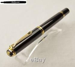 Old Pelikan M800 Fountain Pen Noir Or Avec Rare 18 C. Ob-plume (2 Poussins / Pf)