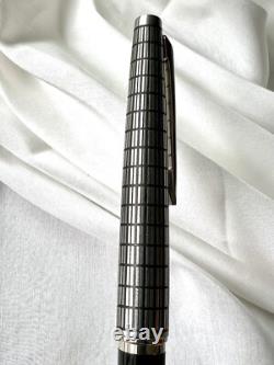 PILOT Stylo Plume Elite Grille en Acier Noir Nib-F 18K-750 VINTAGE H1276 Modèle 1976