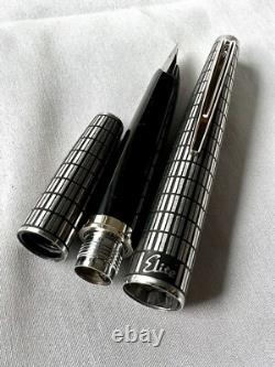 PILOT Stylo Plume Elite Grille en Acier Noir Nib-F 18K-750 VINTAGE H1276 Modèle 1976