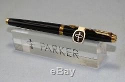 Parker 75 Black Lacquer Stylo Plume, 14k Xf Or Nib, Monnaie En Boîte