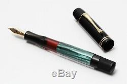 Pelikan 100 14c K Nib Pistonfiller Fountain Pen Vert Noir 4-hole-cap Vintage
