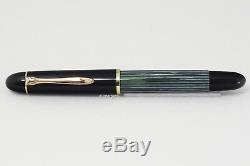 Pelikan 140 Pistonfiller Fountain Pen Black Green Gt 14c Ef 1954 Vintage