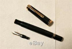 Pelikan Souveran M600 Noir Gt Fountain Pen F 14k Nib (nouveau)