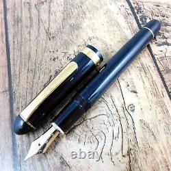 Platine Siècle #3776 Plume 14k Or Noir Stylo Plume Vintage Japon A140