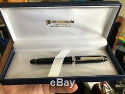 Platinum Fountain Pen # 3776 Century Rhodium Black Diamond Fine Nib