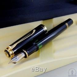 Rare Old Style Pelikan M800 Noir Gt Fountain Pen 14c! Om Nib W-allemagne 1988