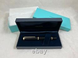 Rare Tiffany & Co Black Resin Piston Funtain Pen Gold 18 K
