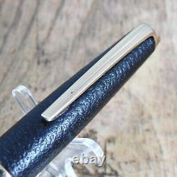 STYLO PLUME EN CUIR NOIR PLATINE 18K VINTAGE Nib F EN OR JAPON FABRIQUÉ A205