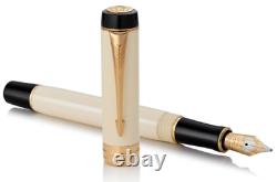 Stylo De Fontaine Classique Parker Duofold Ivory & Black Int Gold Med 18k Pt New In Box