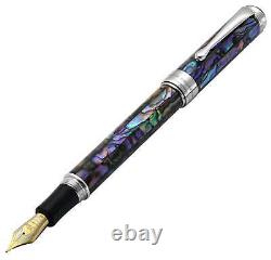 Stylo à plume Xezo Maestro Abalone Extra Fin. Plaqué Platine 999. Fait main, Édition Limitée.