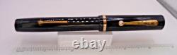 Stylo à plume vintage à levier noir des années 1930 - fonctionne - plume en bon état