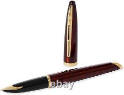 Stylo plume Carène Marine Ambre Marron & Noir avec clip en or 23 carats