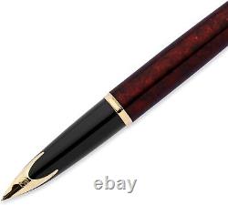 Stylo plume Carène Marine Ambre Marron & Noir avec clip en or 23 carats