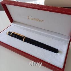 Stylo plume Cartier Diabolo noir avec pointe en or 18K et boîte d'encre du Japon