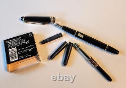 Stylo plume Montblanc Meisterstuck noir et or avec cartouches d'encre supplémentaires, taille M nib