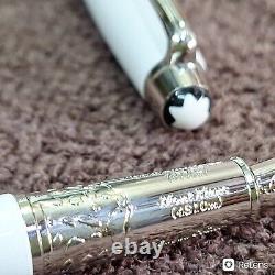 Stylo-plume Montblanc blanc et argent authentique, ouvert à Mumbai, numéro de série