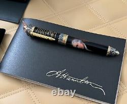 Stylo-plume Montegrappa Alexander Hamilton Noir en Or 18K M NIB Édition Limitée de 177