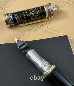 Stylo-plume Montegrappa Alexander Hamilton Noir en Or 18K M NIB Édition Limitée de 177