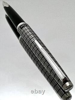 Stylo plume PILOT Elite Grille en acier noir Nib-F 18K-750 VINTAGE H1277 modèle 1977