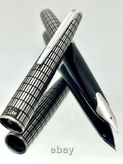 Stylo plume PILOT Elite Grille en acier noir Nib-F 18K-750 VINTAGE H1277 modèle 1977