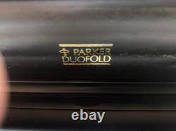Stylo-plume Parker Duofold Noir & Platine Nib Medium en Or 18Kt Nouveau dans la Boîte