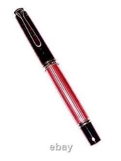 Stylo-plume Pelikan Souveran M800 Noir-Rouge 18C-750F NIB MÉDIUM Avec Boîte et Documents