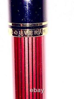 Stylo-plume Pelikan Souveran M800 Noir-Rouge 18C-750F NIB MÉDIUM Avec Boîte et Documents