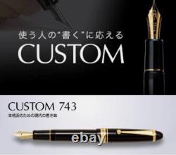 Stylo-plume Pilot CUSTOM743 Noir Pointe Fine Moyenne FKK-3000R-B-FM NEUF