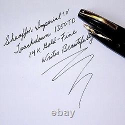 Stylo-plume Sheaffer Touchdown Imperial IV Noir 1350 en or 14 carats, pointe fine, RESTAURÉ