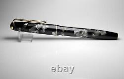 Stylo-plume Vintage Cavallo - Gris perle et noir marbré - Plume en or 14K - Italie années 1940
