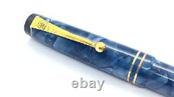 Stylo-plume Vintage De La Rue 1332 en bleu et noir avec plume moyenne en or 14k flexible