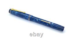 Stylo-plume Vintage De La Rue 1332 en bleu et noir avec plume moyenne en or 14k flexible