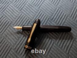 Stylo plume Vintage Gamma Commander Jumbo Noir Ébène Brillant avec Finitions Dorées