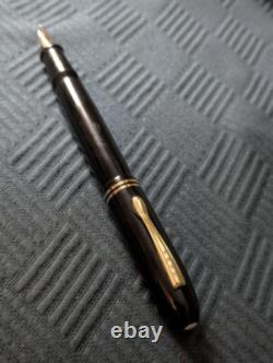 Stylo plume Vintage Gamma Commander Jumbo Noir Ébène Brillant avec Finitions Dorées