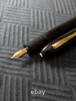 Stylo plume Vintage Gamma Commander Jumbo Noir Ébène Brillant avec Finitions Dorées