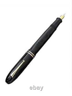 Stylo-plume Vintage Gamma Jumbo Commander en noir brillant avec finitions dorées