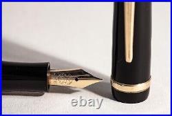 Stylo plume WK original des années 1950 avec remplissage par piston NOIR, plume flexible F 14K Bock en or