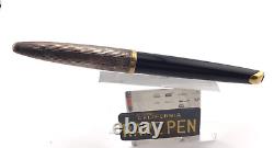 Stylo-plume Waterman CARENE capuchon en argent sterling noir avec plume moyenne 18K
