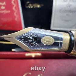 Stylo plume composite noir Cartier avec plume en or 18K, stock ancien neuf avec boîte d'origine