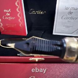 Stylo plume composite noir Cartier avec plume en or 18K, stock ancien neuf avec boîte d'origine